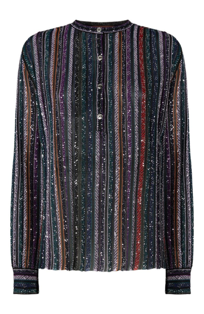 Missoni Henley Blouse With Mandarin Collar, Alternate, color, Multicoloured