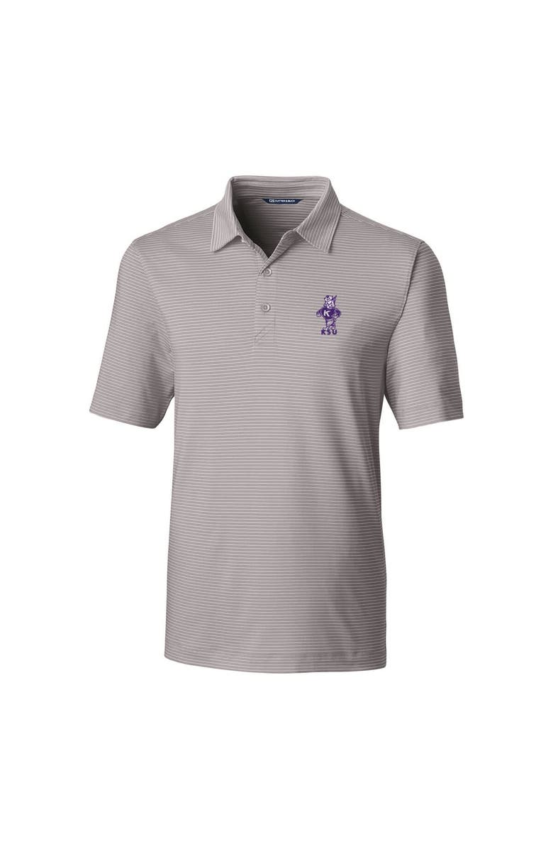 Cutter & Buck Men's Cutter & Buck  Gray Kansas State Wildcats Vault Forge Pencil Stripe Stretch Polo, Alternate, color, 
