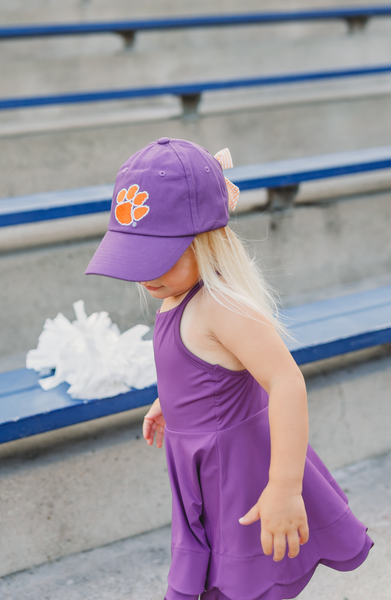 Bits & Bows Clemson Tigers Bow Baseball Hat, Alternate, color, Purple