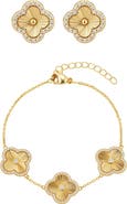Adornia Cubic Zirconia Halo Fluted Bracelet & Earrings Set