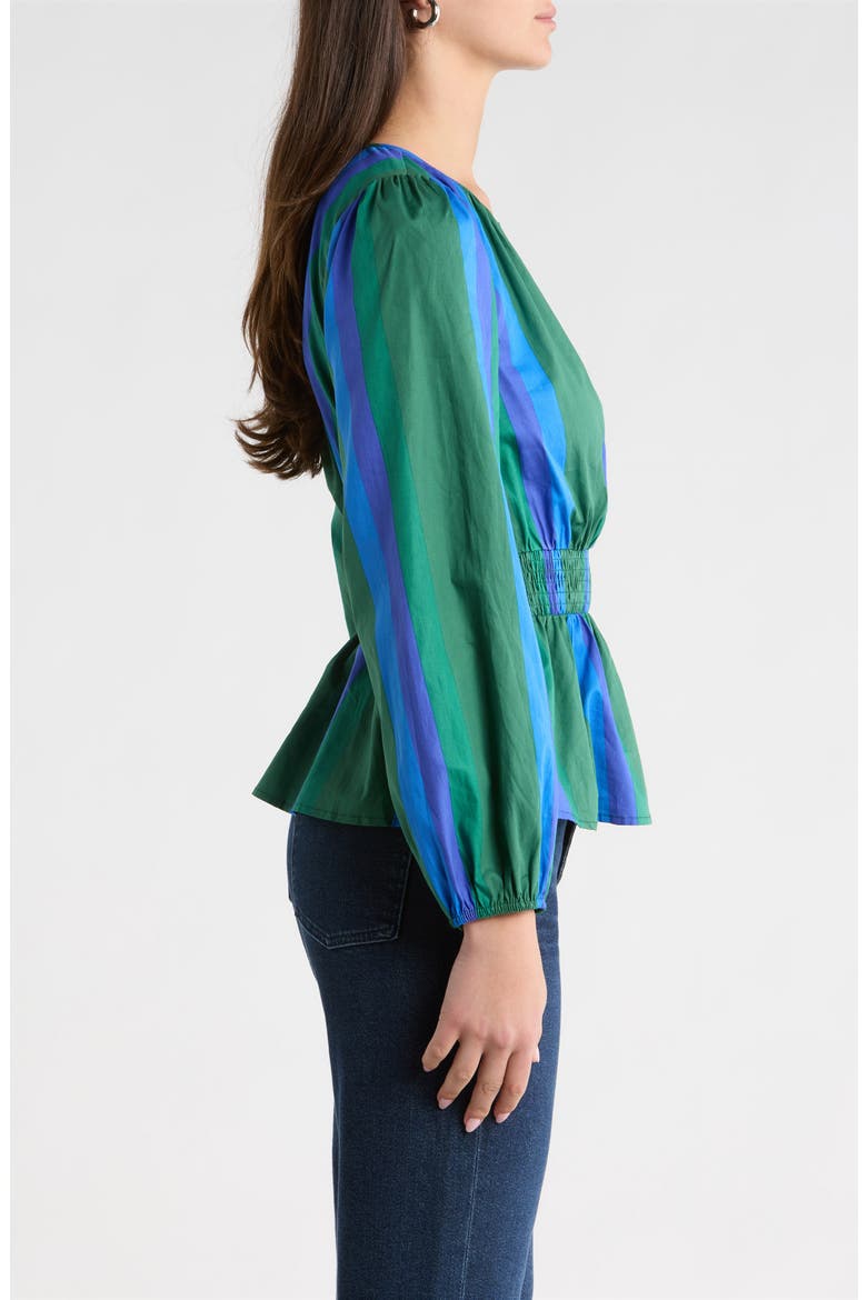 Dolary Stripe Mirana Smock Top, Alternate, color, EMERALD-BLUES