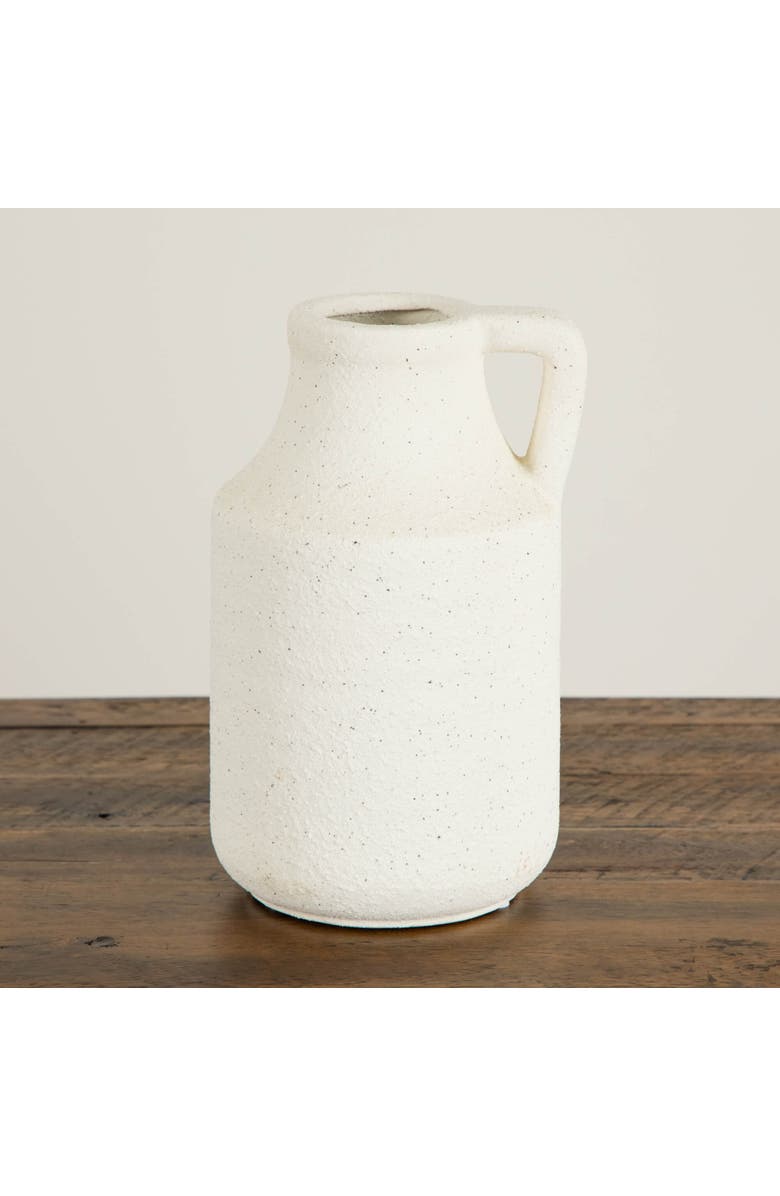 NEARLY NATURAL 7-in Textured Handmade Vase, Alternate, color, White