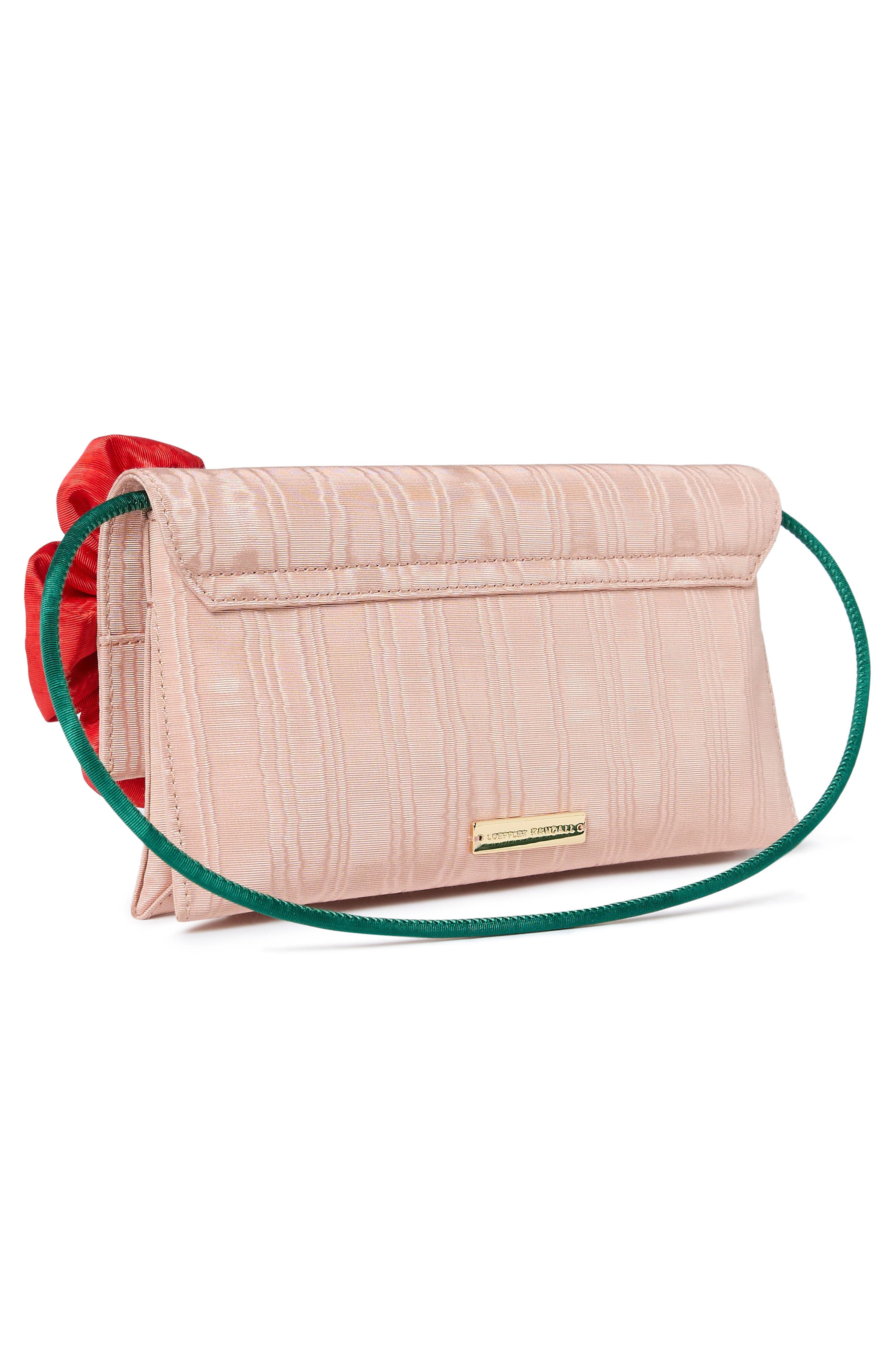 Loeffler Randall Charlee Flap Clutch with Flower, Alternate, color, Light Pink/ Green/ Red