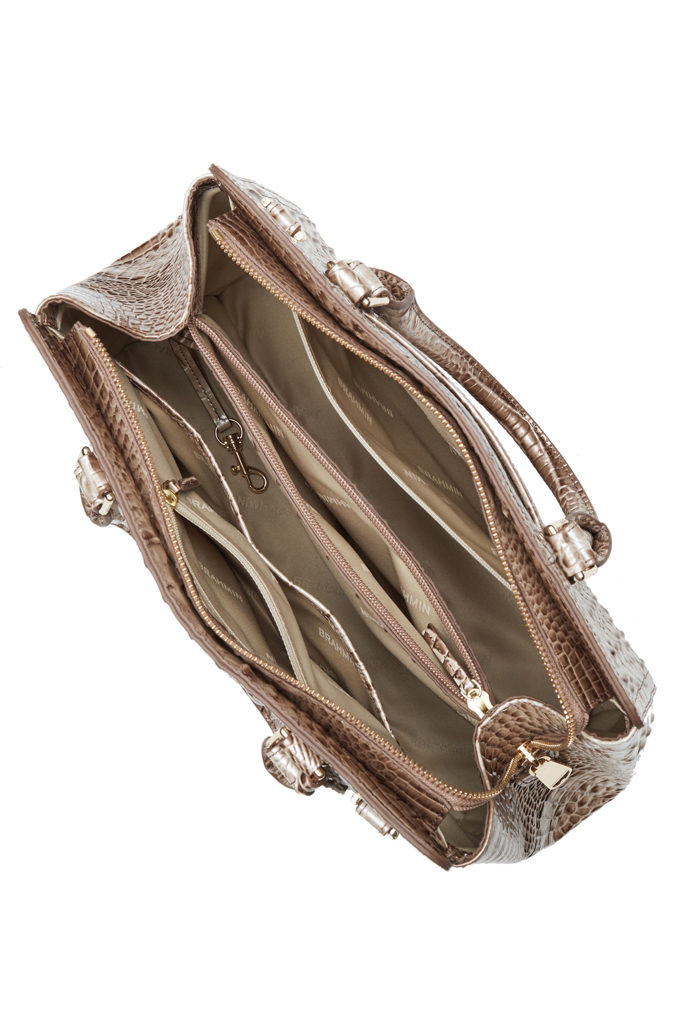 Finley Small Croc Embossed Leather Satchel, Alternate, color, ALABASTER MELBOURNE