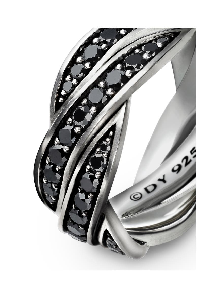 Helios™ Band Ring in Sterling Silver with Pavé Black Diamonds, Alternate, color, STERLING SILVER/ DIAMOND