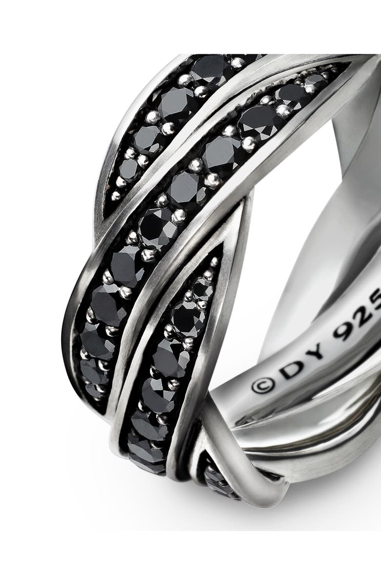David Yurman Helios<sup>™</sup> Band Ring in Sterling Silver with Pavé Black Diamonds, Alternate, color, Sterling Silver/ Diamond