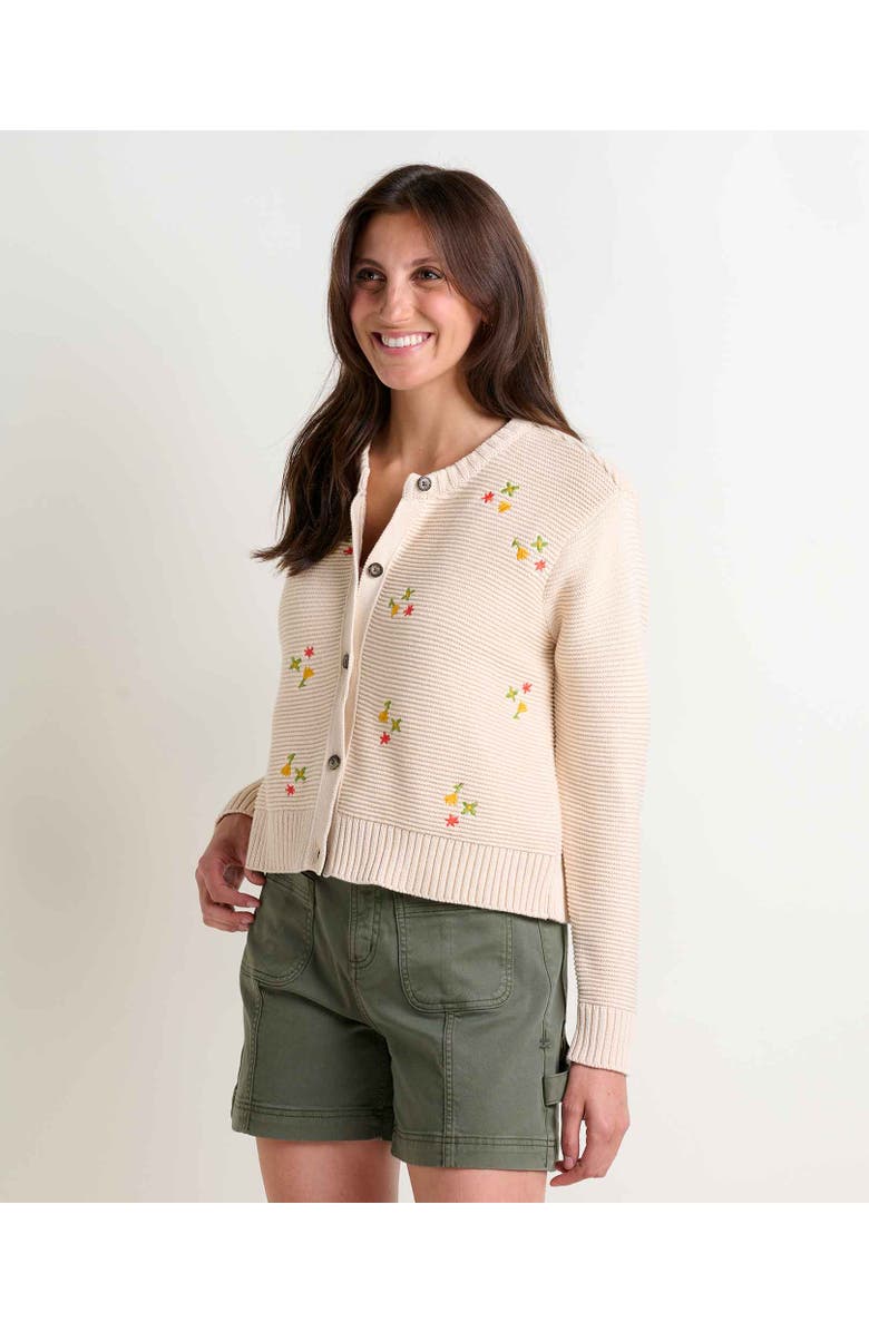 Toad & Co Bianca Crew Cardigan Embroidered, Main, color, Natural Embroidery