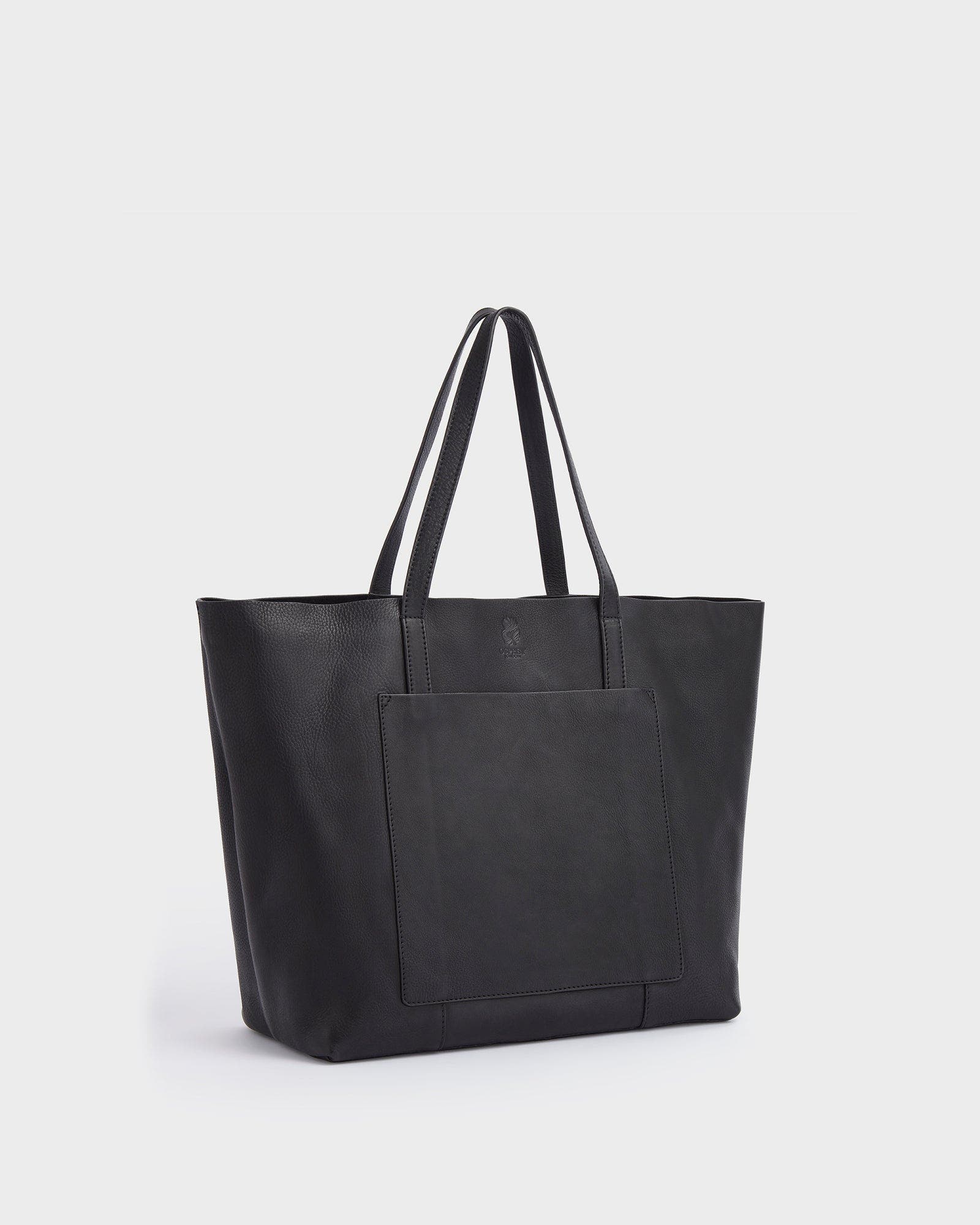 Osprey London The Vintage Santa Fe Leather Tote Bag, Alternate, color, Black