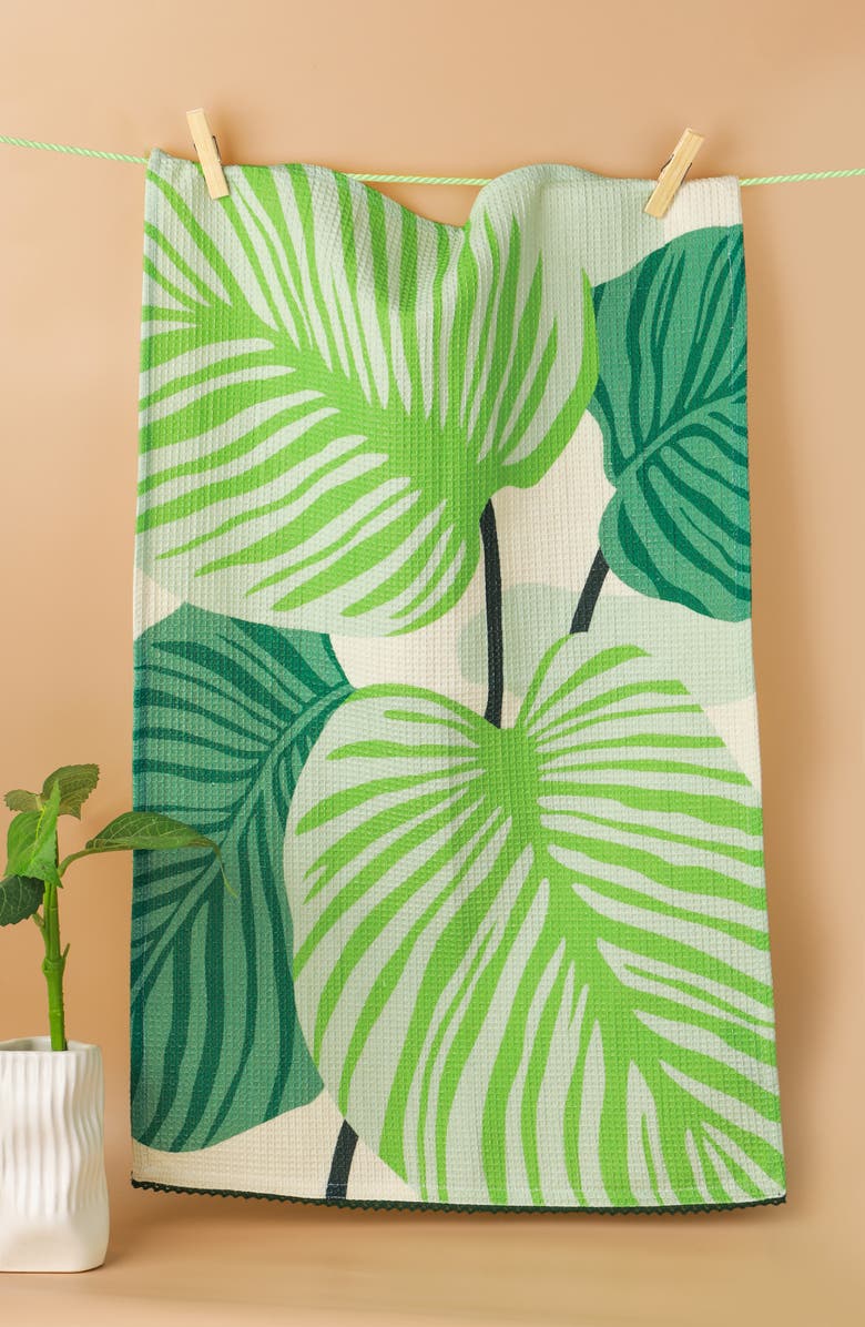 Tiramisu Nature Is Free Therapy Set of 3 Kitchen Towels, Alternate, color, Emerald Green/ Sage