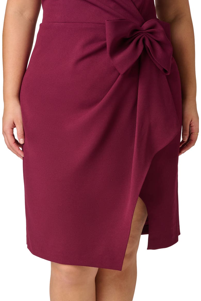 Sleeveless Bow Crepe Sheath Dress, Alternate, color, CABERNET