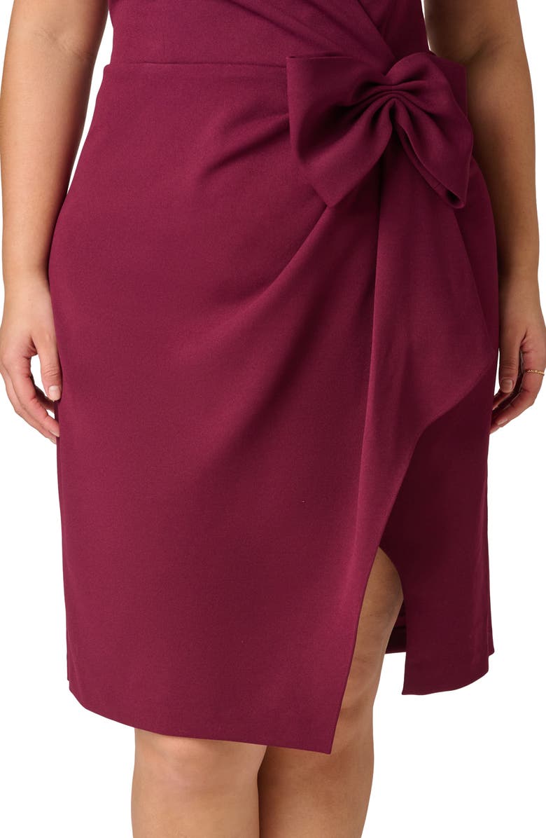 Adrianna Papell Sleeveless Bow Crepe Sheath Dress, Alternate, color, Cabernet