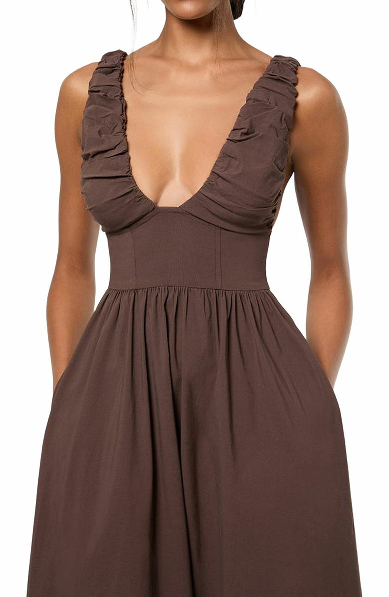 WeWoreWhat Ruched Corset Midi Dress, Alternate, color, 