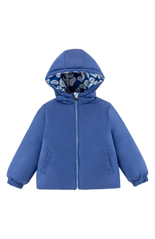 Calonie Kids' Alex Reversible Down Hooded Puffer Jacket In Blue