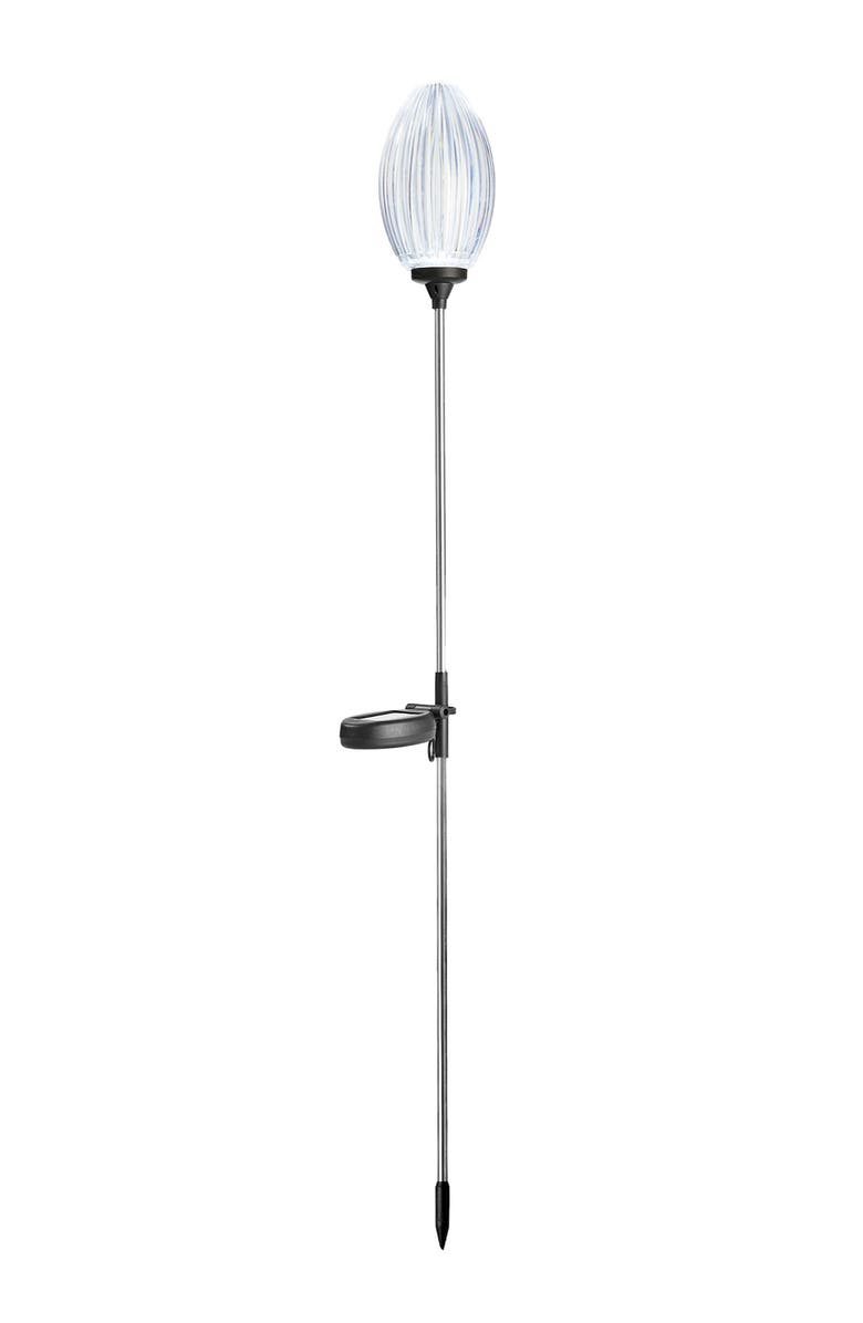 Glitzhome Set of 3 Solar Stake Oval Flower Light with Stainless Steel Pole, Alternate, color, Black