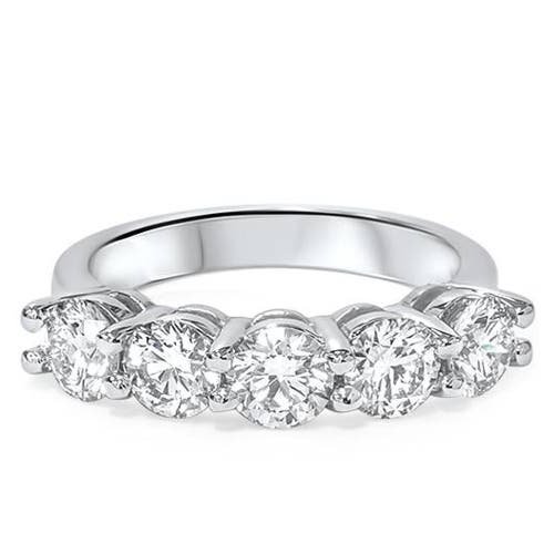 Bliss Diamond 2 Carat 5-stone Round Lab Grown Diamond Ring 14k Gold In 14k White Gold