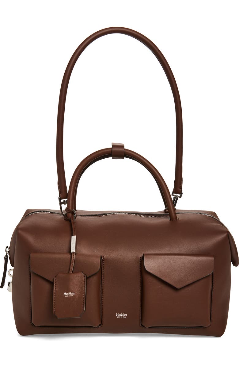 Max Mara Bowler Leather Satchel, Main, color, Brown