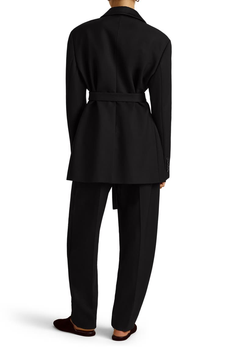 Boyfriend Blazer w/ Peak Lapel & Belt, Alternate, color, Black