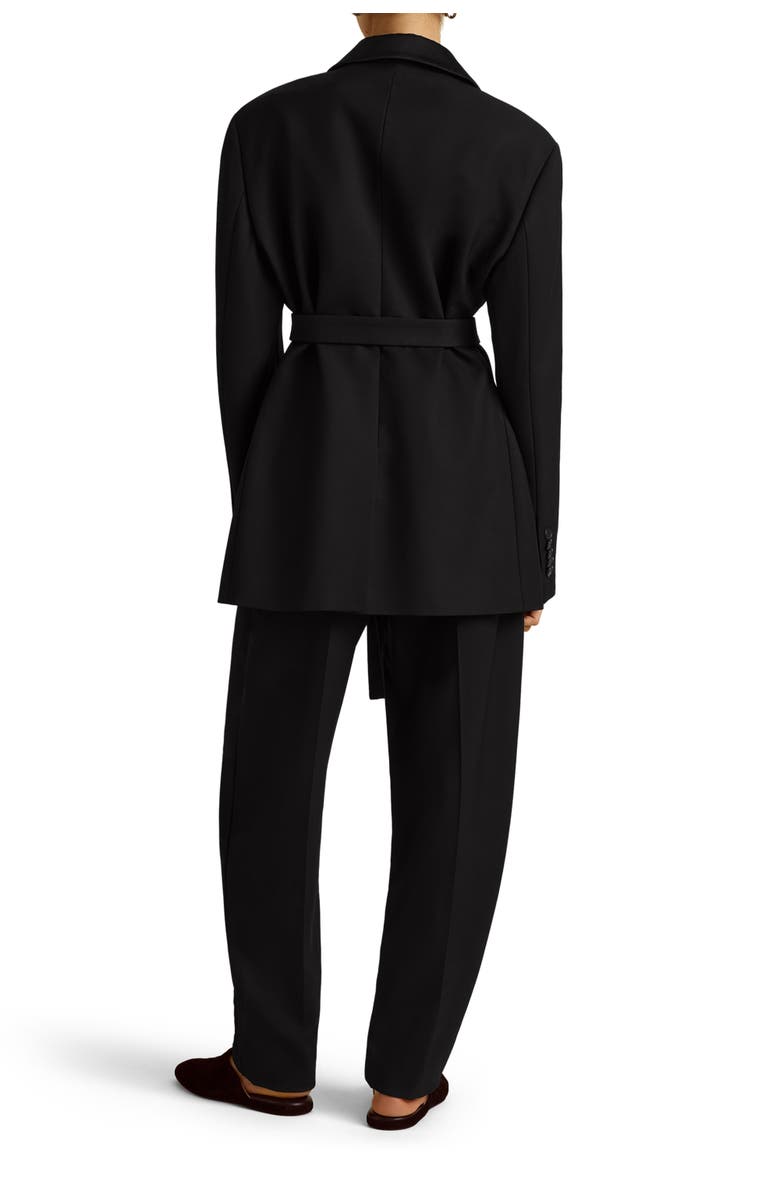 Marina Moscone Boyfriend Blazer w/ Peak Lapel & Belt, Alternate, color, Black