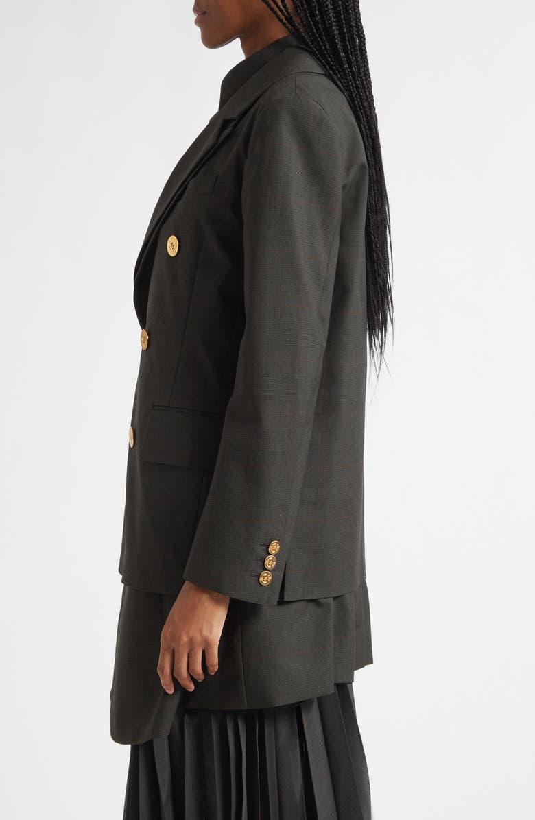Sacai Glen Check Layered Effect Jacket, Alternate, color, Khaki