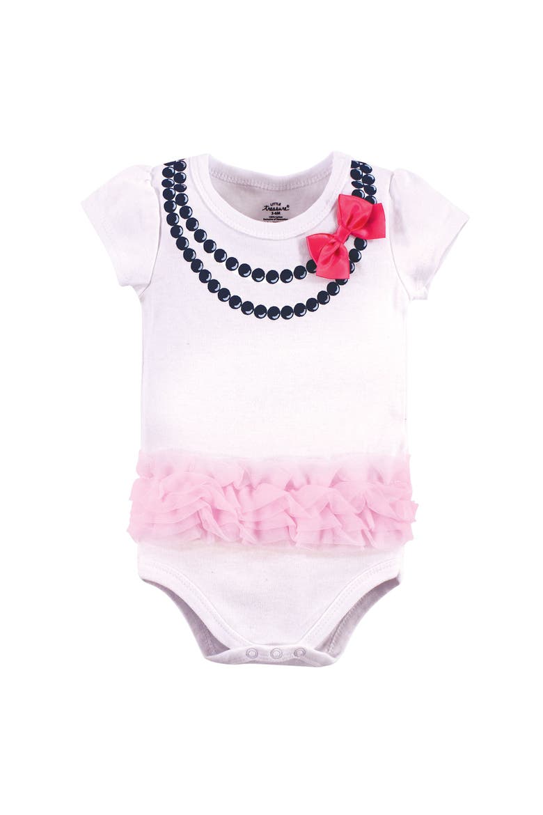 Breathable Cotton Bodysuits, Alternate, color, Pink Navy Necklace