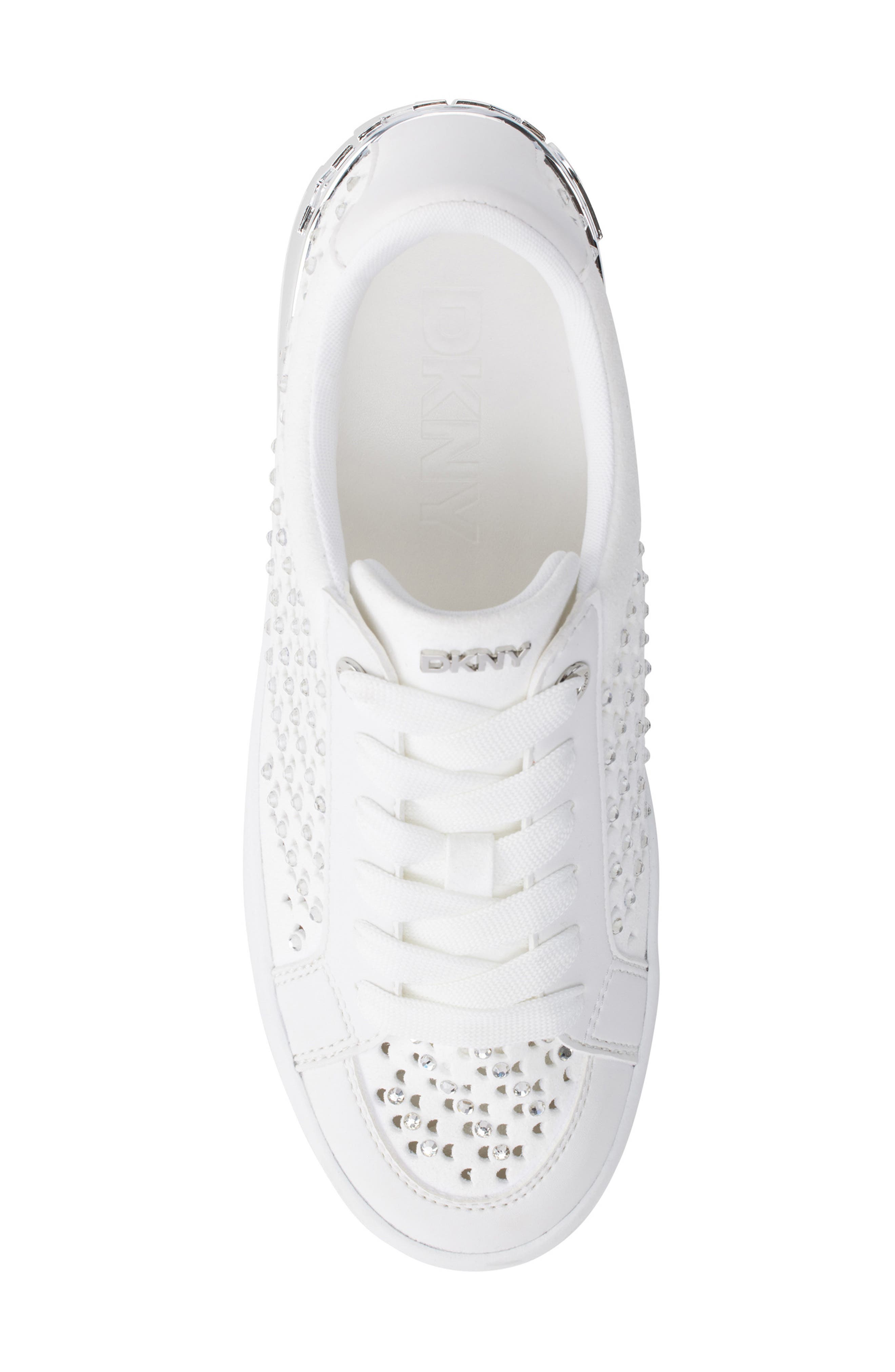 DKNY Maben Rhinestone Sneaker, Alternate, color, Bright White