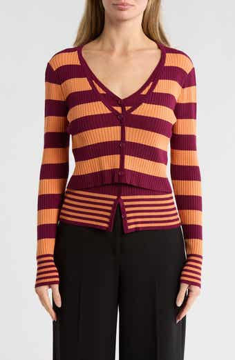 AREA STARS Striped Long Sleeve Knit Top