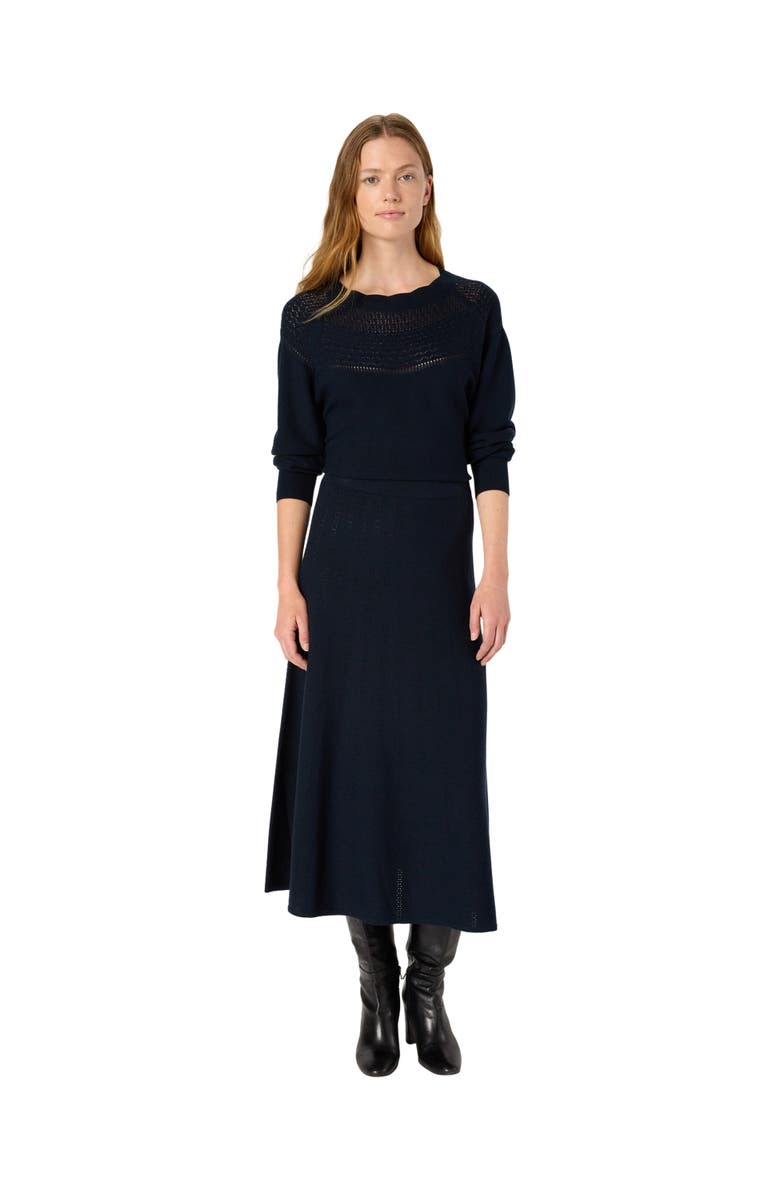 GERARD DAREL Bia Knitted Midi Skirt, Alternate, color, Navy Blue