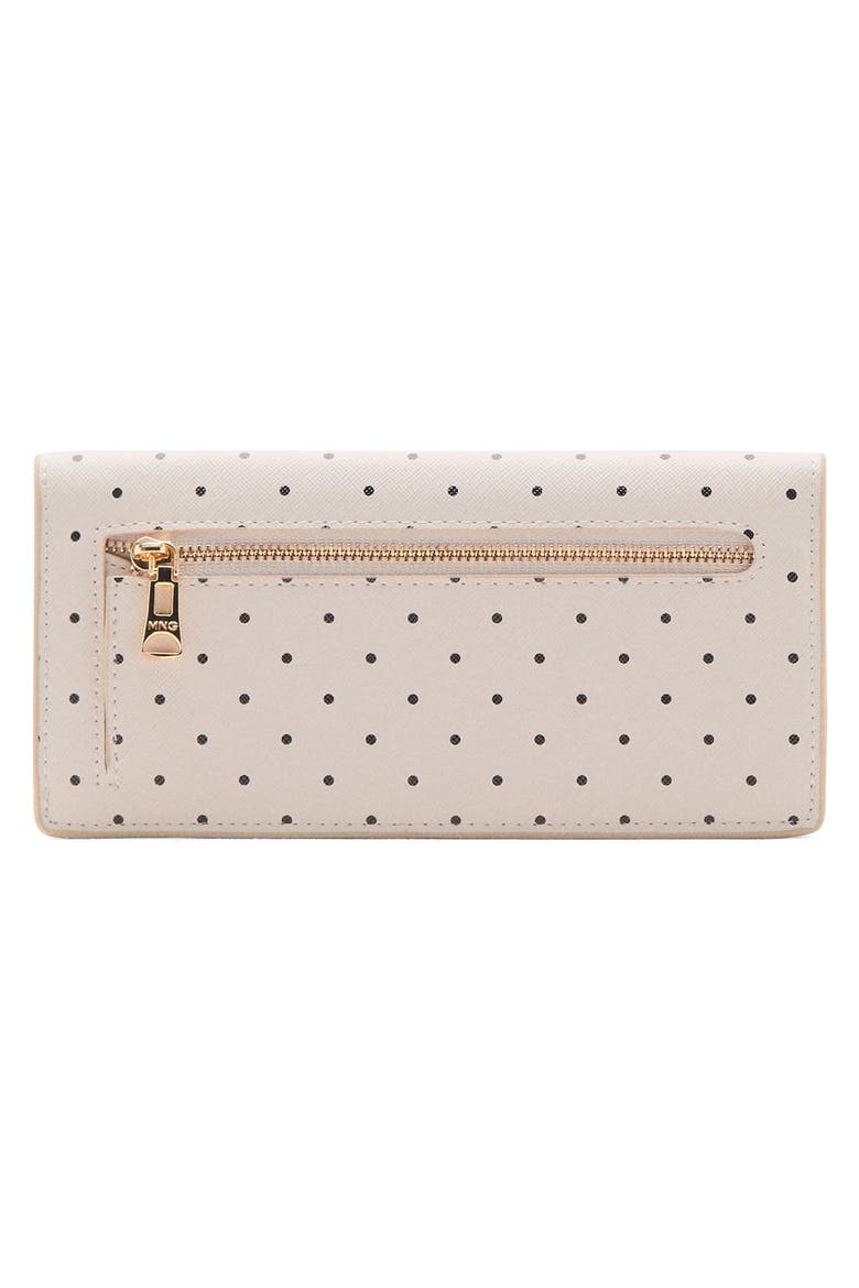 Polka Dot Faux Leather Flap Wallet, Alternate, color, OFF WHITE