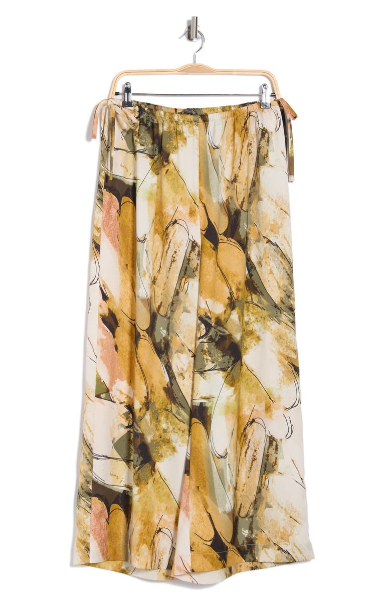 Adrianna Papell Side Tie Wide Leg Satin Pants, Alternate, color, Oil Green Goldsmith