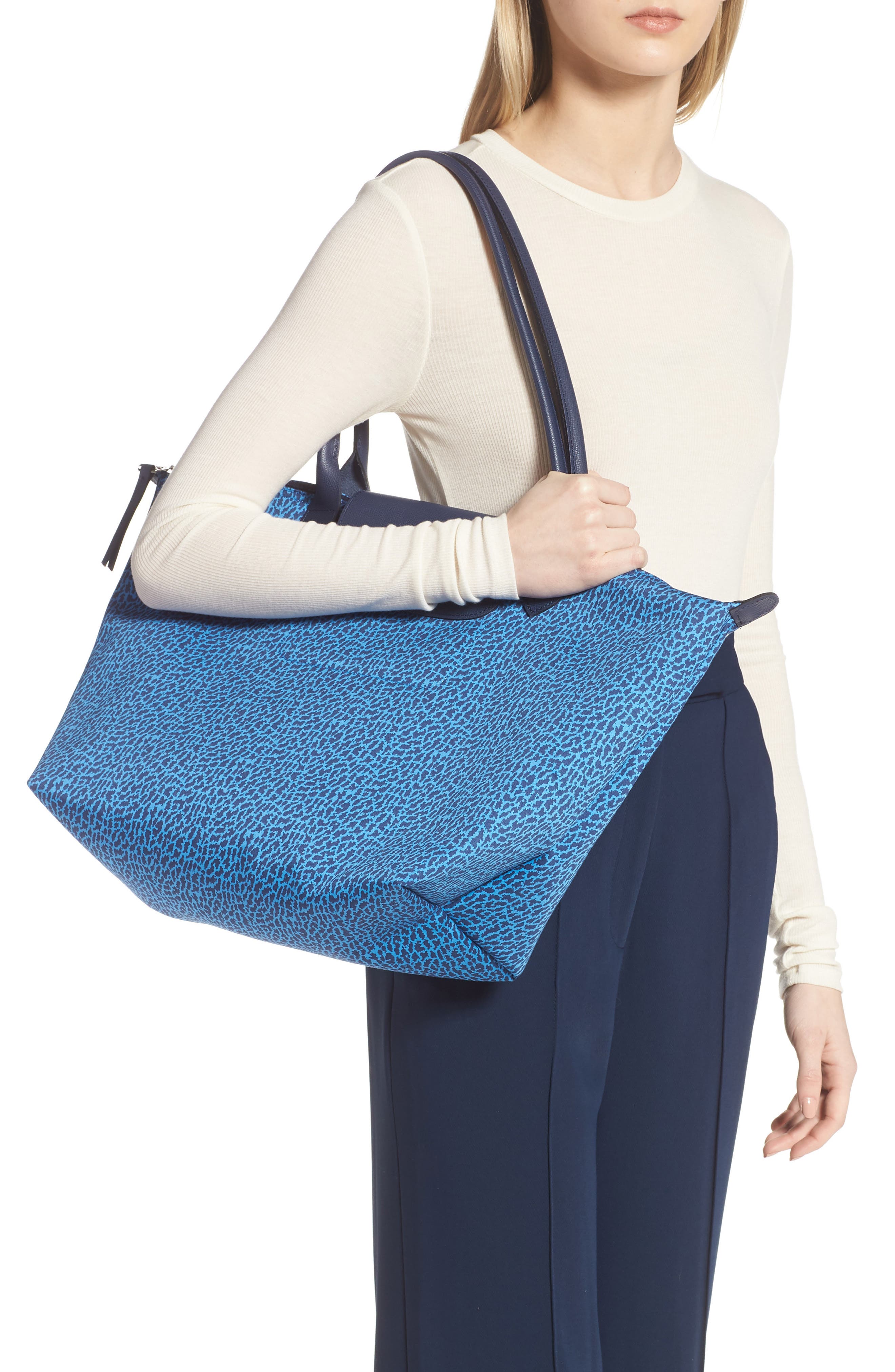 Longchamp Large Le Pliage Panthère Canvas Tote, Alternate, color, 