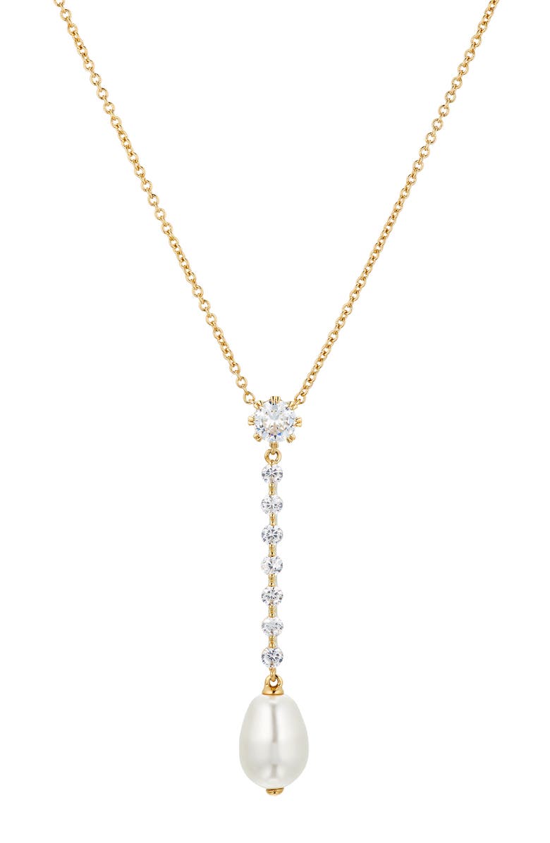 Nadri Imitation Pearl Y-Necklace, Main, color, Gold