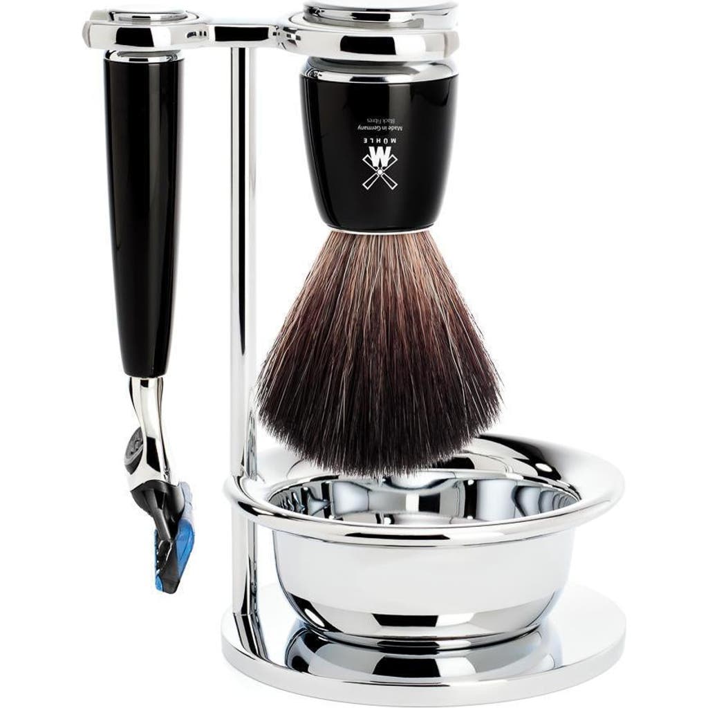 Mühle Rytmo Black 4-piece Black Fiber & Fusion Shaving Set In Black