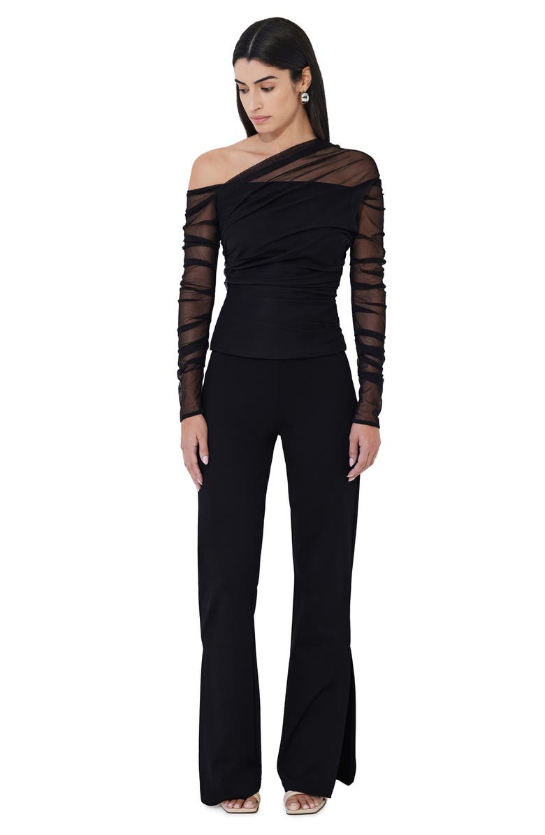 Marcella Monroe One-Shoulder Mesh Overlay Top, Alternate, color,