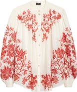 Etro Placed Floral Print Peasant Top