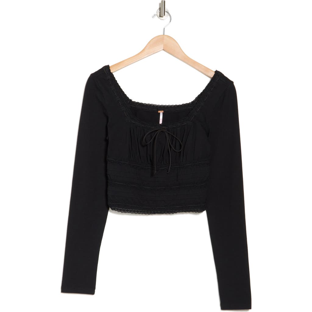 Free People Scarlet Smocked Crop Top In Black
