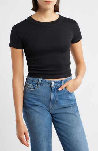 Crop Stretch Cotton T-Shirt