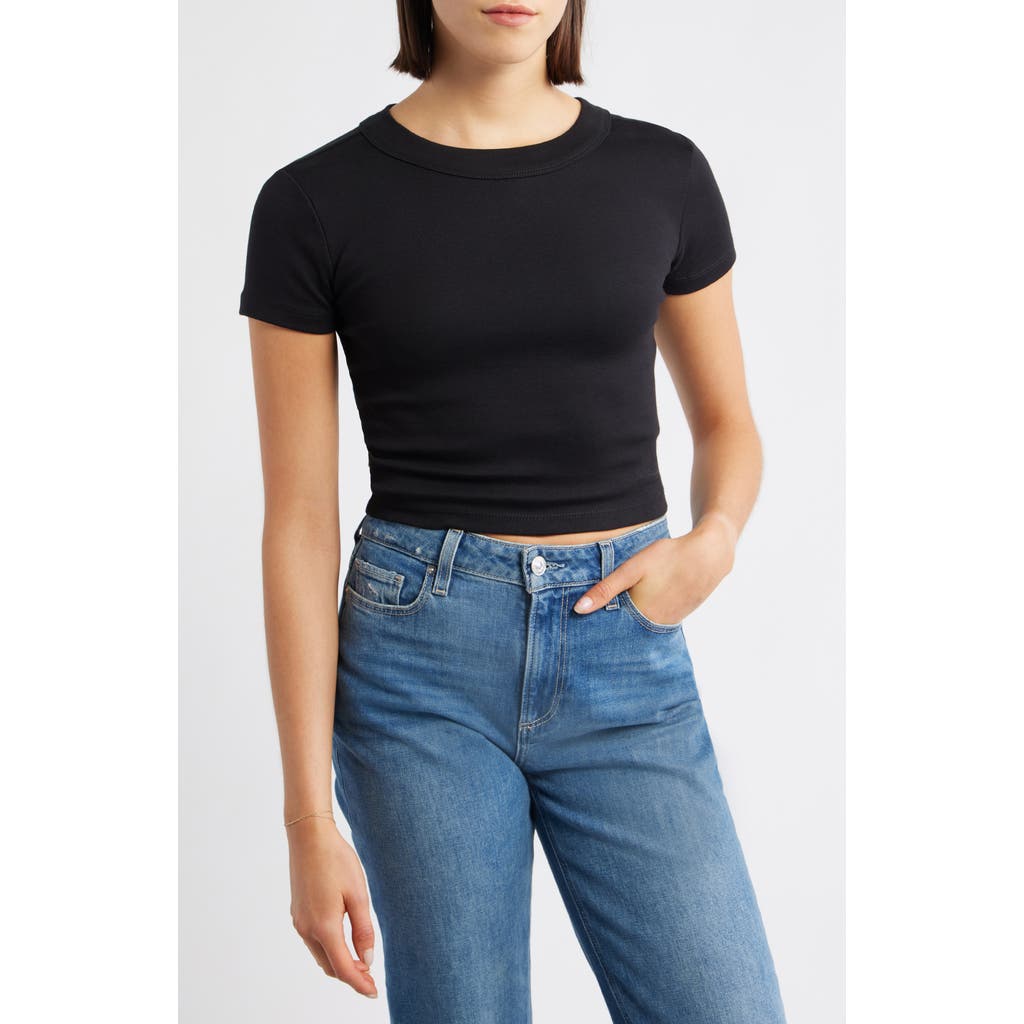 Mavi Jeans Crop Stretch Cotton T-shirt In Black