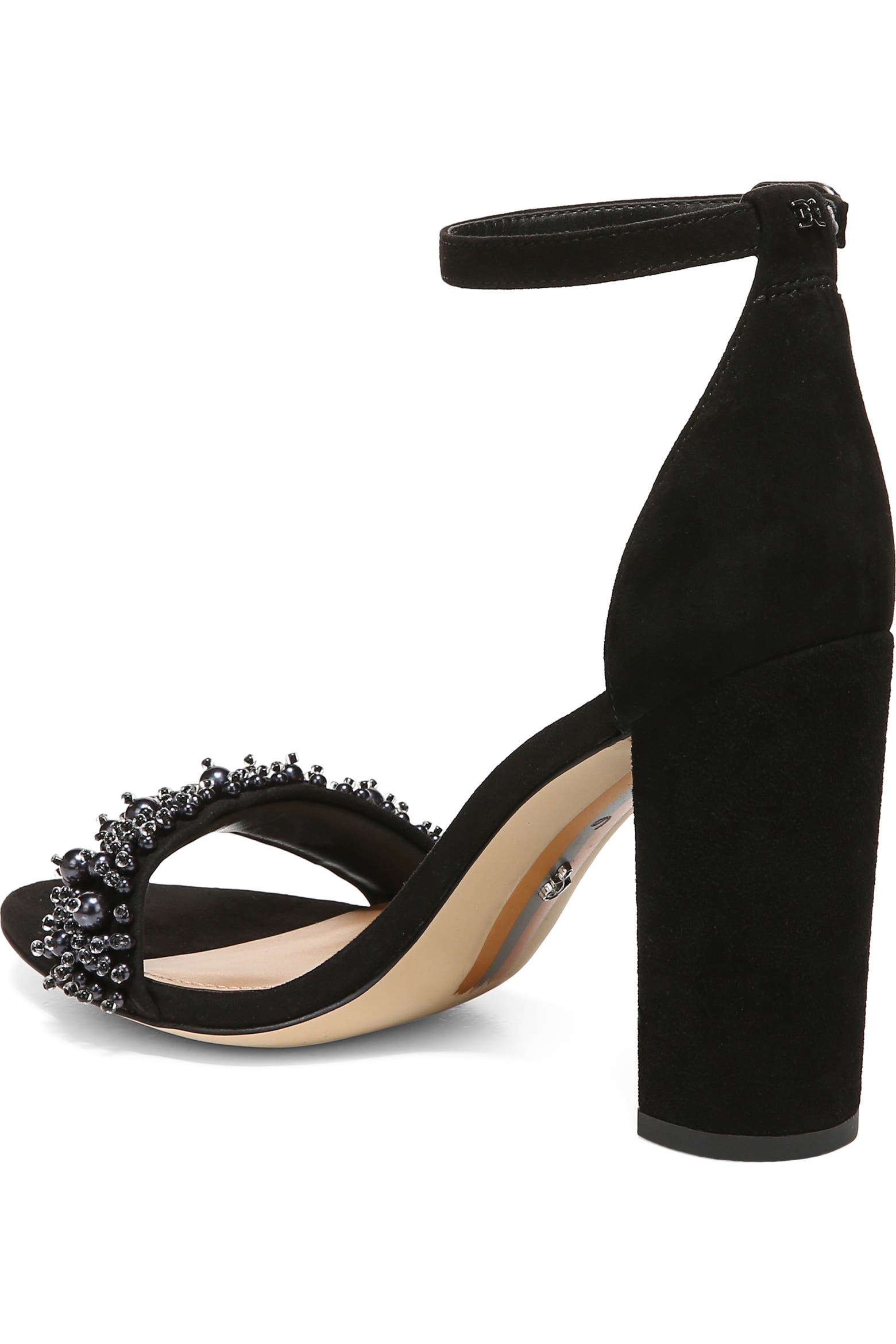 Ship Perla Sam Edelman Yaro Perla Beaded Block Heel Sandal (Women) | Nordstromrack