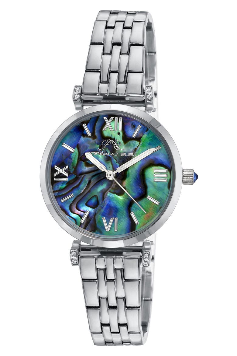 Sylvie Abalone Dial Bracelet Watch, 32mm, Main, color, SILVER