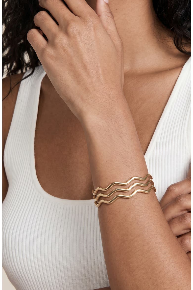 Zig Zag Bangle Set, Alternate, color, GOLD