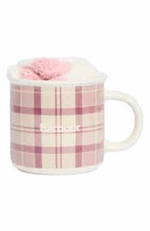 Plaid Ceramic Travel Mug & Socks Set