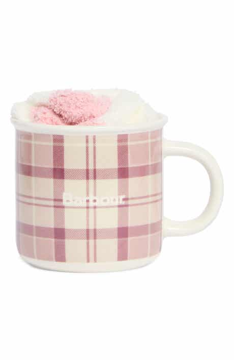 Plaid Ceramic Travel Mug & Socks Set