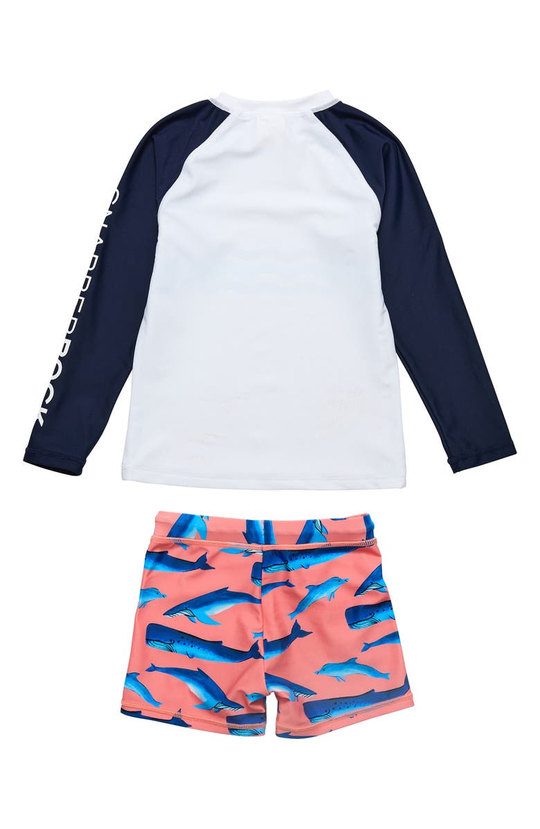 Snapper Rock Whale Tail Long Sleeve Two-Piece Rashguard Swimsuit, Alternate, color, Peach