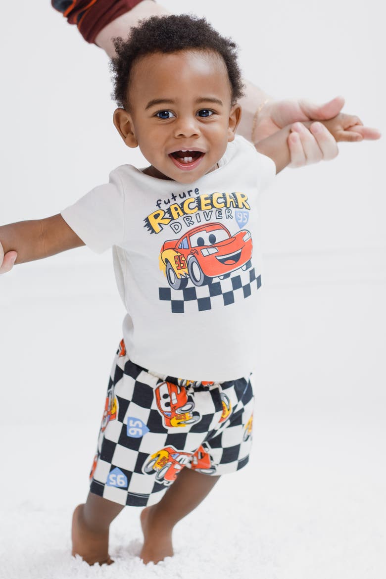 Cars Lightning McQueen French Terry 2-Piece T-Shirt and Shorts Set, Alternate, color, McQueen White Black