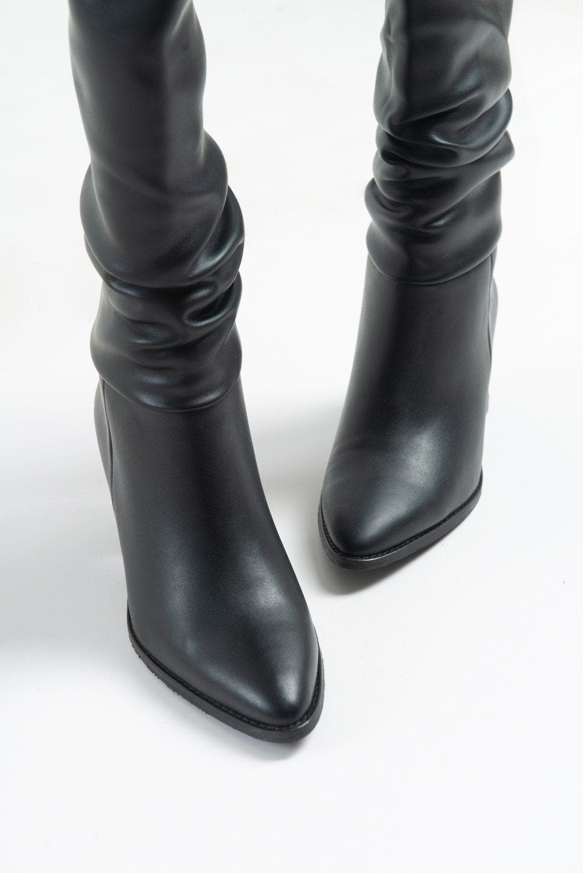 Vianella Block Heel Knee High Boot, Alternate, color, Black Faux Leather
