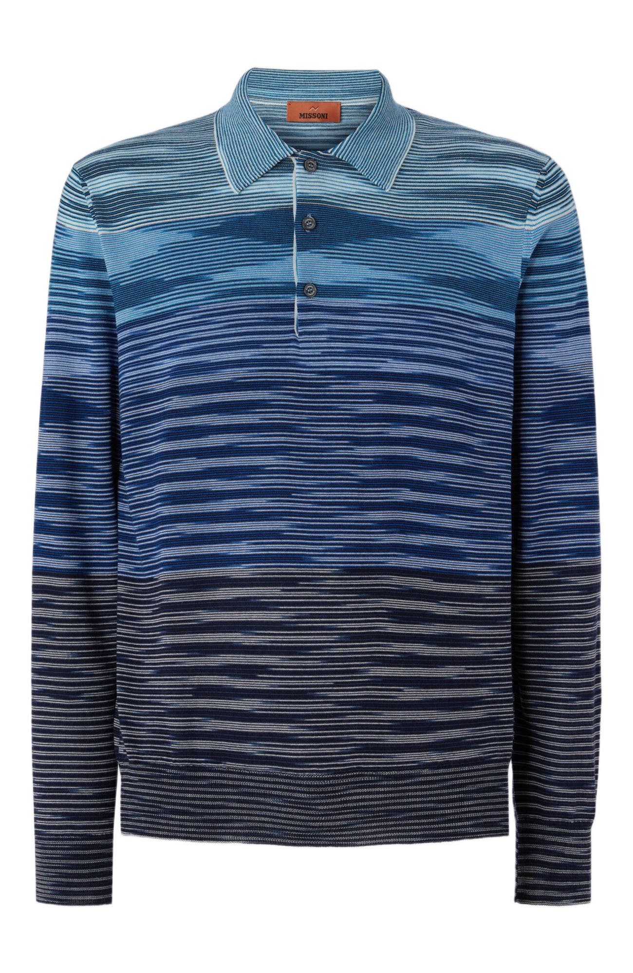 Long Sleeve Polo In Pure Wool With Flame Pattern - image 4