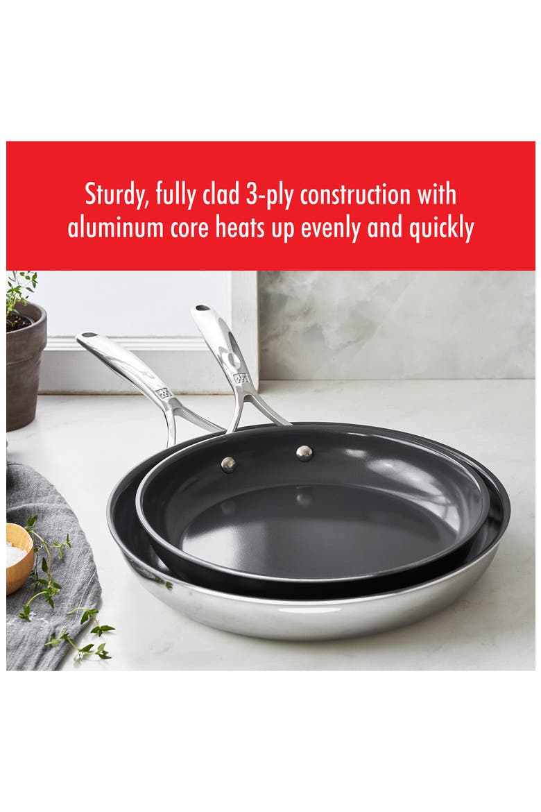 Energy Plus Set of 2 Fry Pans, Alternate, color, STAINLESS STEEL
