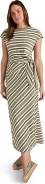 Haven Well Within Organic Cotton Interlock Stripe Midi Knot Dress