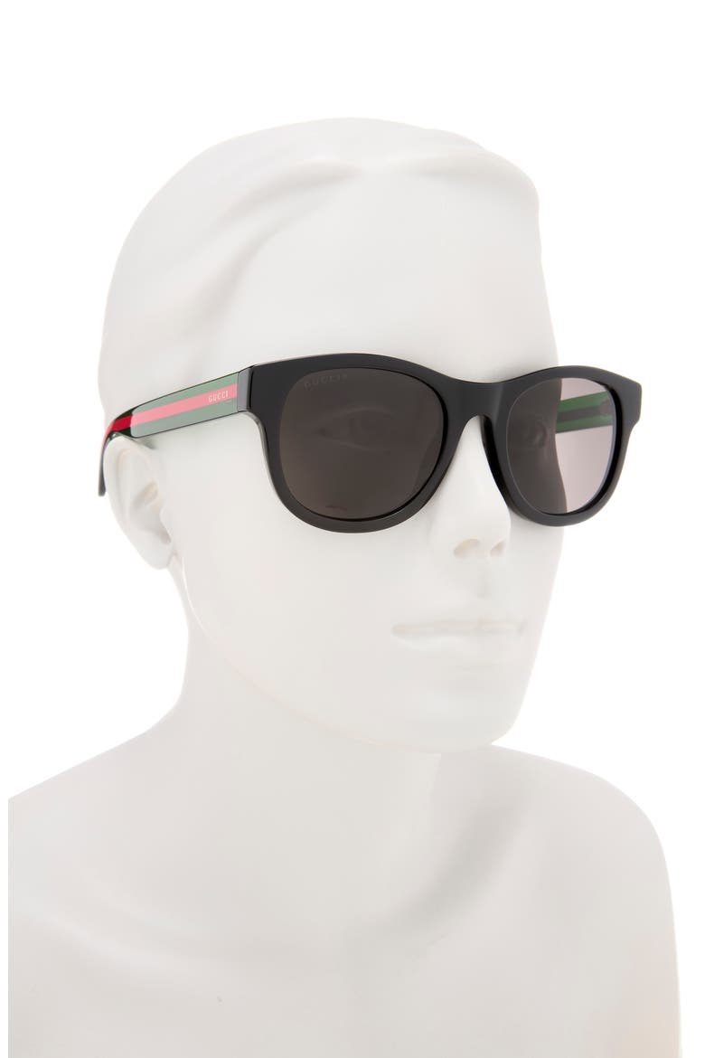 52mm Round Sunglasses, Alternate, color, BLACK GREEN GREY