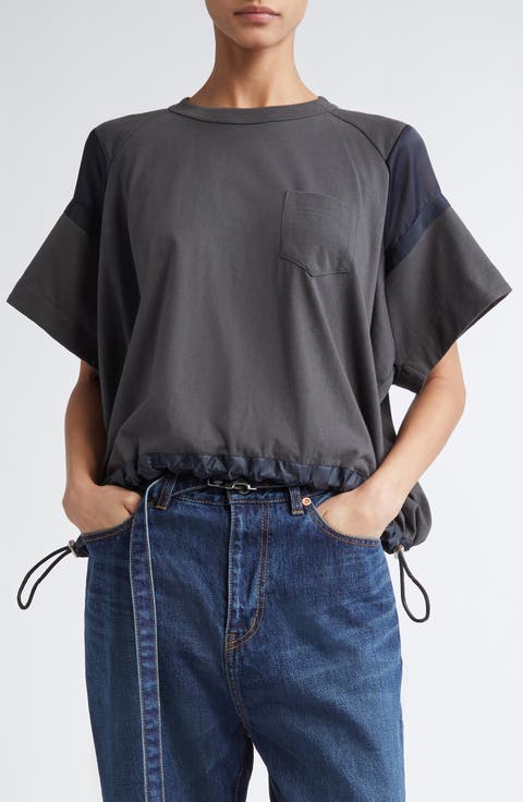 x Thomas Mason Paneled Mixed Media T-Shirt